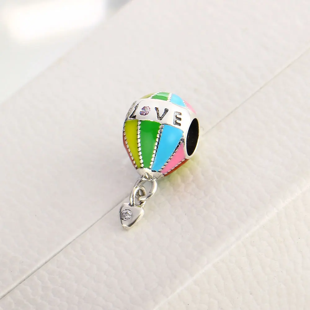 925 пробы серебряные огненные полированные эмалевые воздушные шары любовь сердце