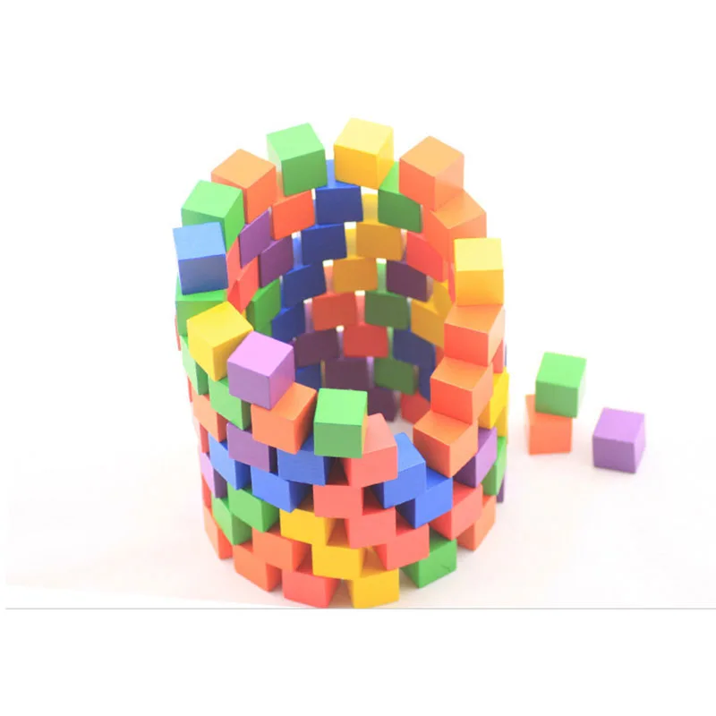 Wooden Toys 100psc Square Color Mathematics Teaching Aid 2cm Kids Baby Enlightenment educational cube Blocks Toy Gifts | Игрушки и хобби