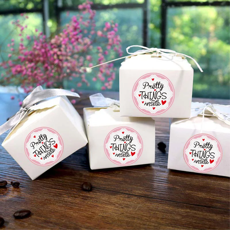 

Pretty Things Inside Stickers Round Paper Pink For Small Business Gift Packaging Seal Label Home Decorating Thank You Sticker