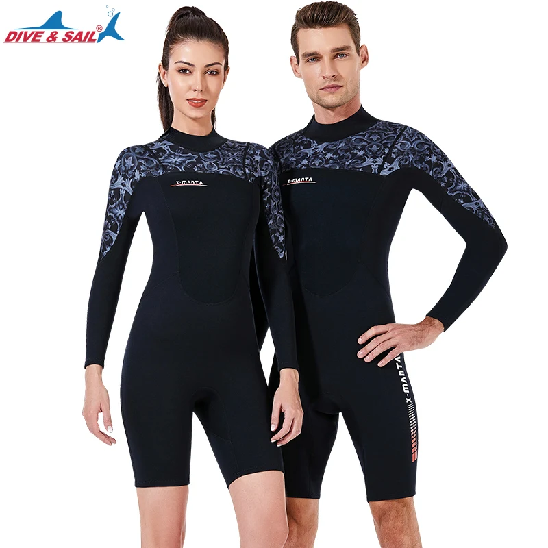 

1.5 mm Neoprene Wetsuit Men Wome Keep Warm Swimming Scuba Diving Surf Bathing Suit Long Sleeve Short Leg Wet Suit Triathlon