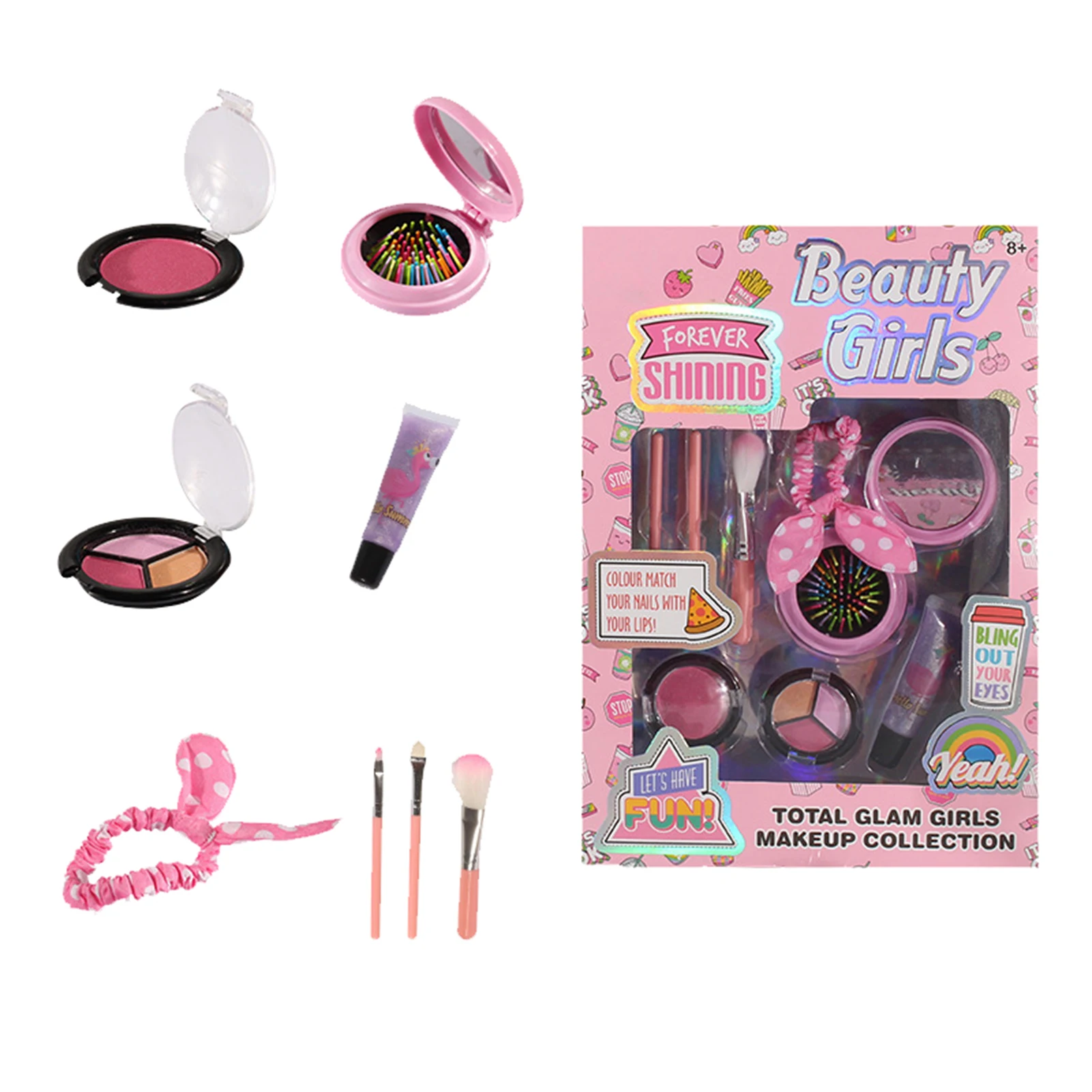 

Игрушки для макияжа для девочек, детская имитация косметики, лак для ногтей, игровой домик для маникюра, рюкзак, моющийся безопасный набор к...