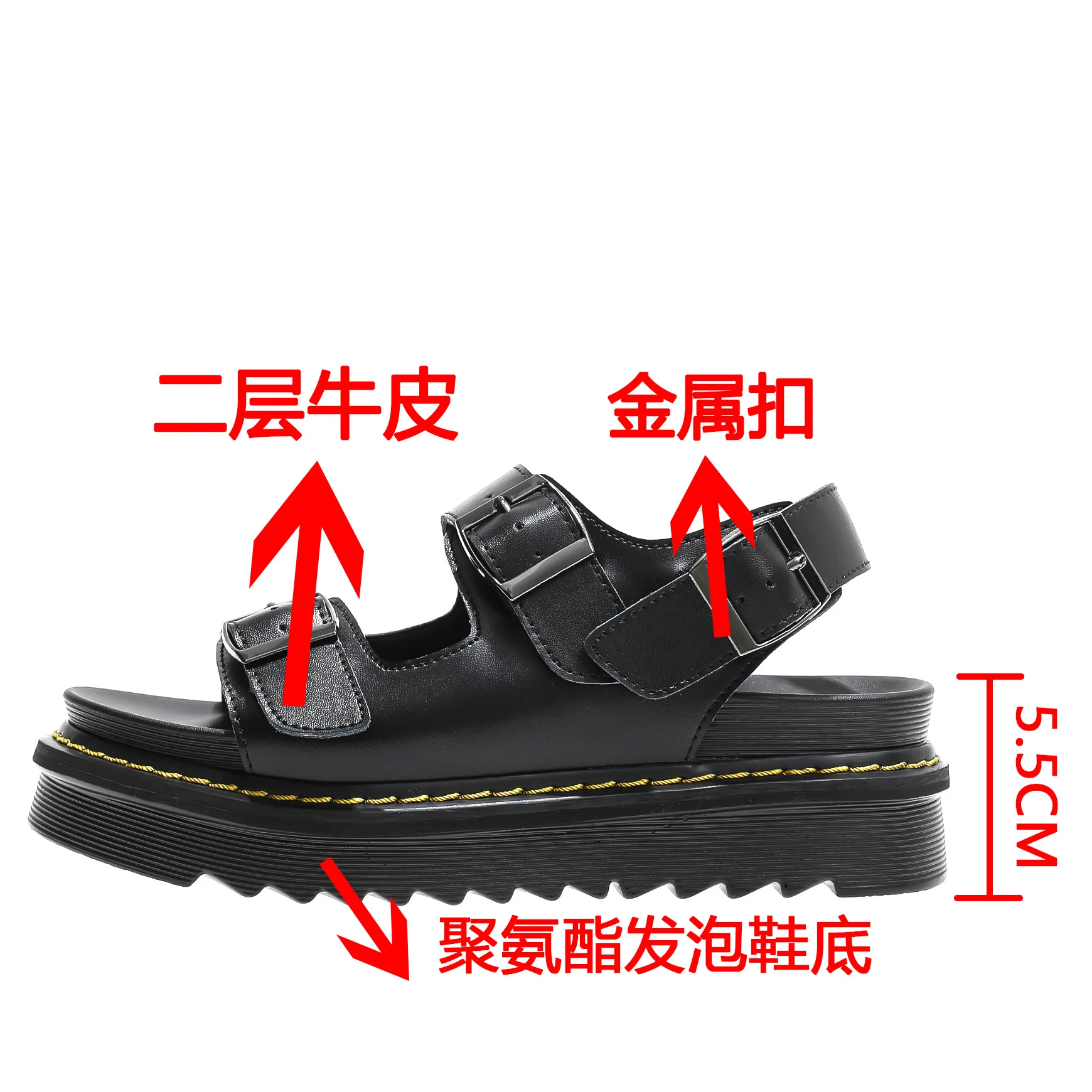 

Hasp Thick-soled Women Sandals Genuine Leather Thick Bottom Rome Sandals Students All-match Non-slip Casual Beach Shoes Women