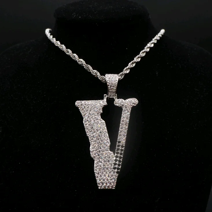 Ожерелье с подвеской в форме буквы v мужские ювелирные изделия микро циркон Взрыв