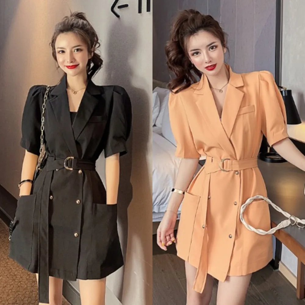 

Summer New 2020 Product Simple Fashion Trend Ladies Long Blazer Jacket High Waist Wide Leg Shorts Casual Piece QV795