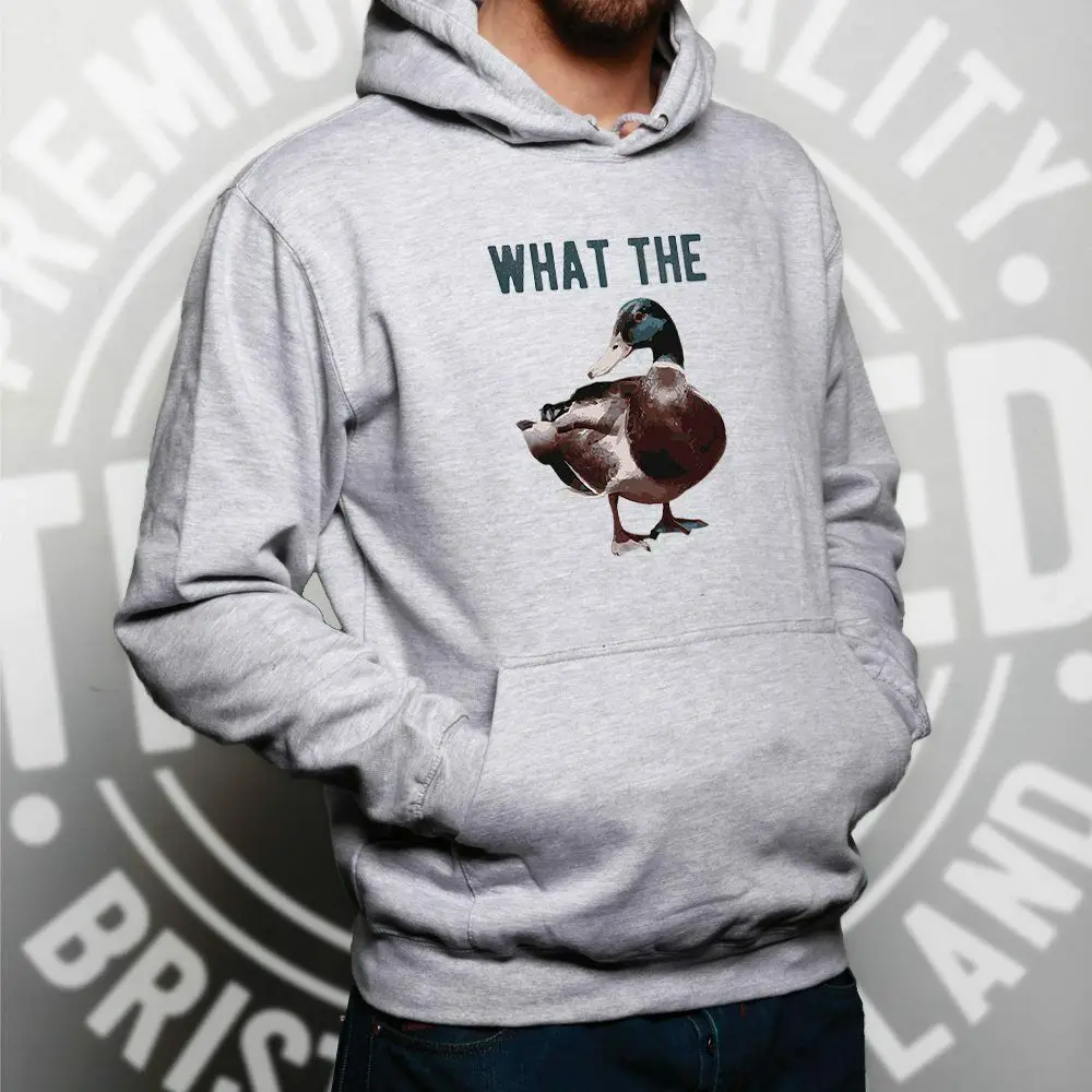 Новинка толстовка с капюшоном надписью What The Duck | Мужская одежда