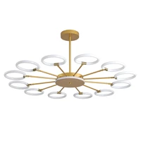 Modern LED Chandelier Lights Dimmable Lamps For Living Room Bedroom Gold Body High Low Lighting 6 8 12 Heads