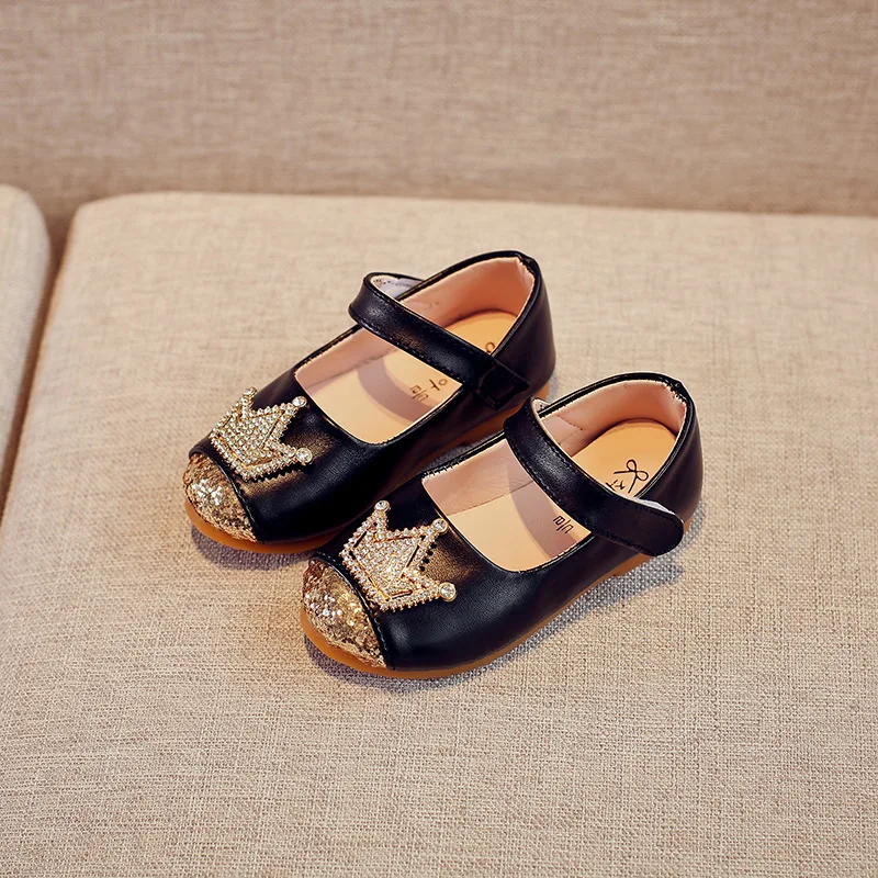 

Girls shoes 2019 spring and autumn new crown shoes female baby princess shoes fashion dance shoes little girls single shoes
