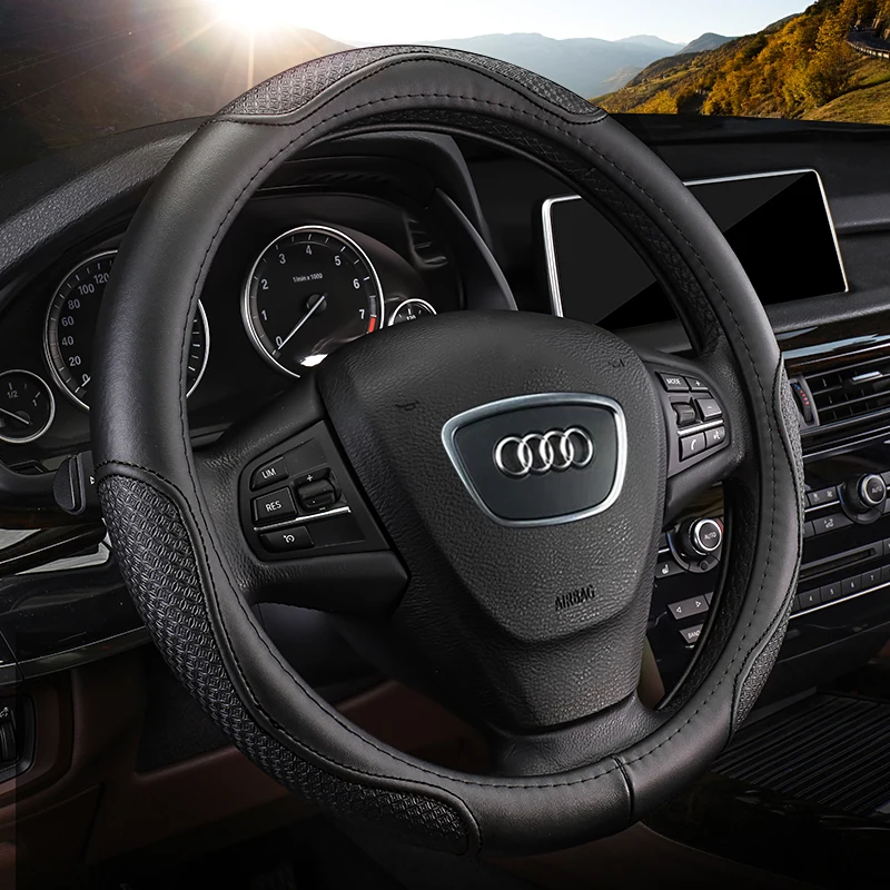 

Suitable for Audi A4L A3 A6L Q5L Q3 A5 Q7 A8L Q2L leather steering wheel cover