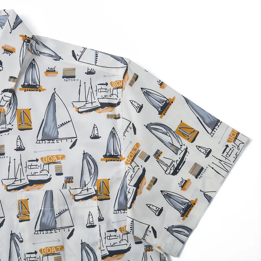 

Fashion Mens Cotton Short Sleeve Hawaiian Shirt Summer Single Patch Pocket Printed Floral Loose Casual Shirts Camisa Masculina