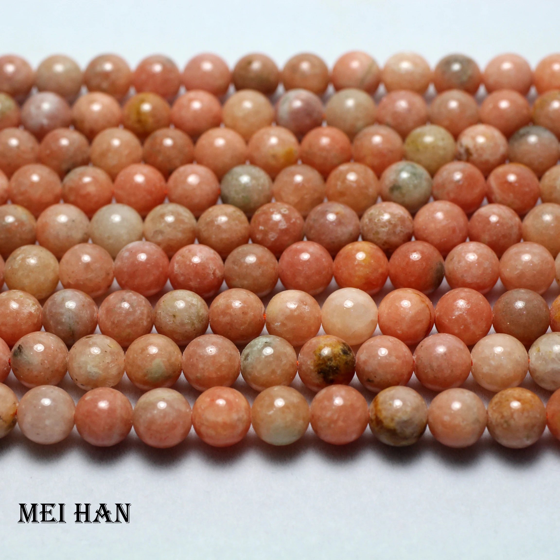 Механ натуральный 8 мм персик кальцит гладкие круглые бусины россыпью для