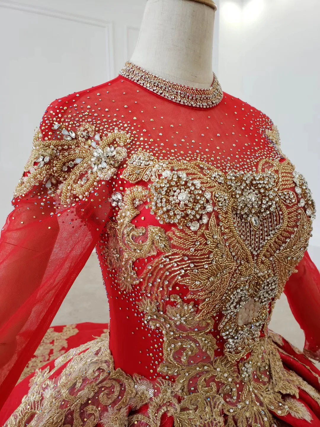 Puffy Sparkly Glitter Evening Dress Couture Luxury Prom Dresses 2020 Red Ball Abendkleider Kaftans Moroccan Celebrity Party Gown