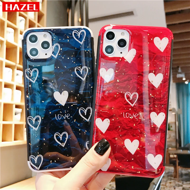 For iphone 11Pro Max X 6 7 8 6s Case Fundas XR XS 11 Pro s Plus Cover Glitter Heart Love Phone |