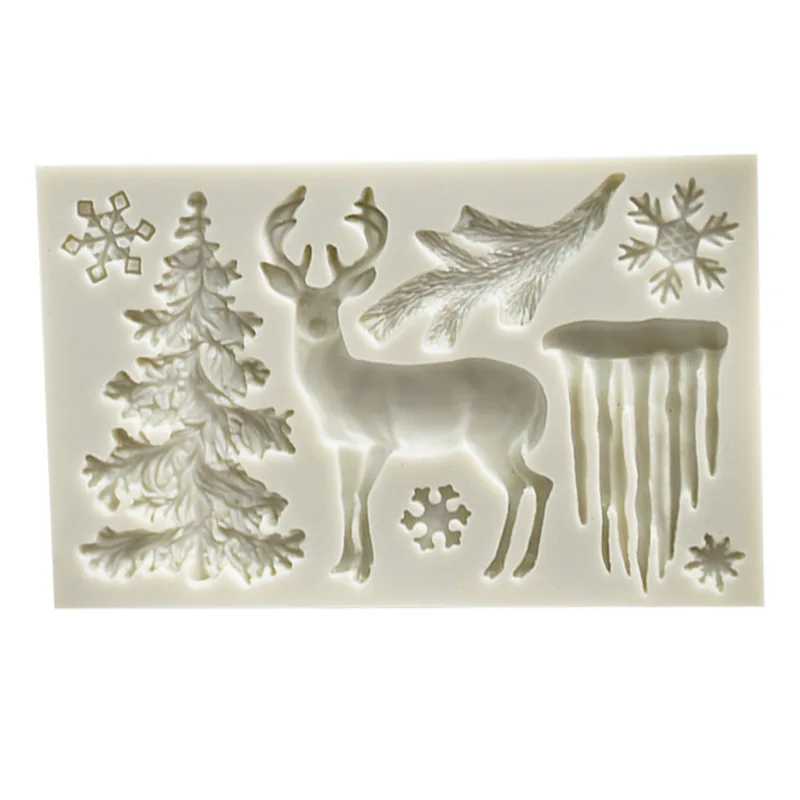 Cake Mold Elk Christmas Tree Snowflake Deer Fondant Dessert Ice Cube Candy Chocolate Silicone mold | Дом и сад
