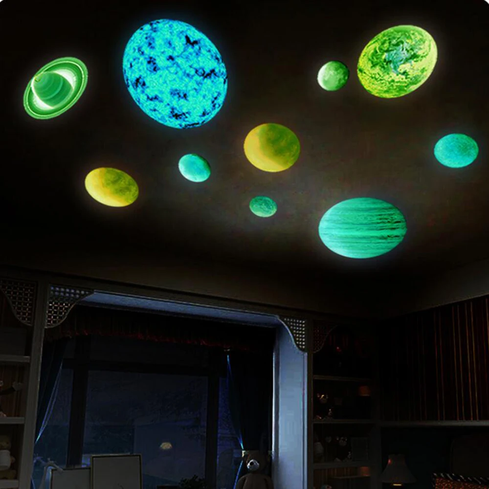 Флуоресцентная настенная 3d наклейка с планетами Солнечной системой Вселенная