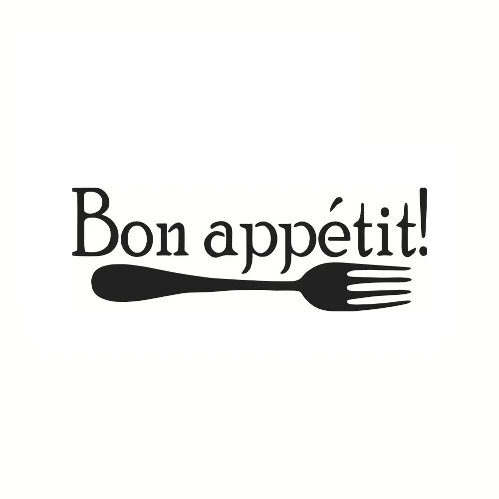 

Creative French Bon appetit Wall Stickers Fork pattern restaurant Vinyl home decoration removable kitchen sticker Mural Decals