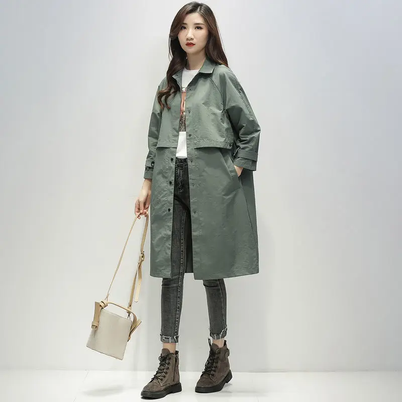 

Ветровка женская свободная, средней длины, повседневная, весна-осень, 2021