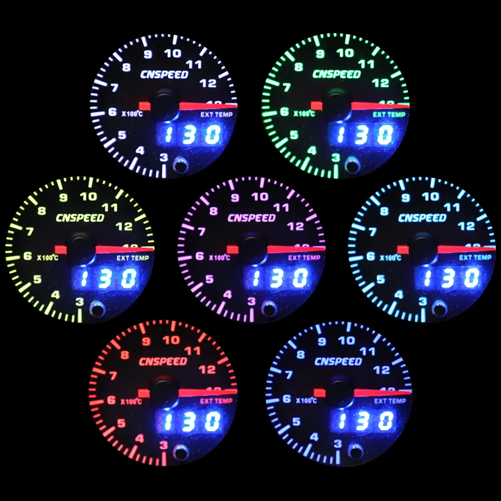 Светодиодный датчик температуры выхлопного газа 2 &quot52 мм 7 цветов 300 1300 по Цельсию