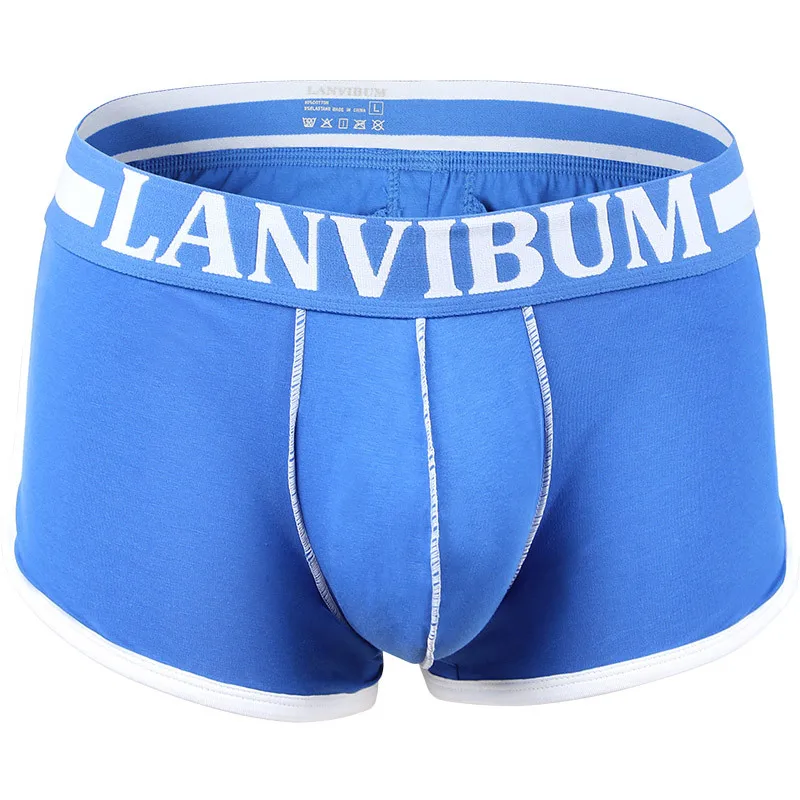 LANVIBUM мужские трусы боксеры cueca хлопковые Лоскутные Мягкие Трусы Шорты Мужские