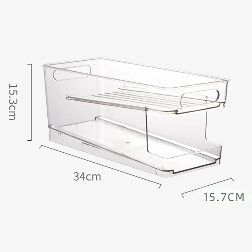 kitchen refrigerator beverage cans storage rack drink beer cola storage box solid double layer self rolling finishing shelf free global shipping