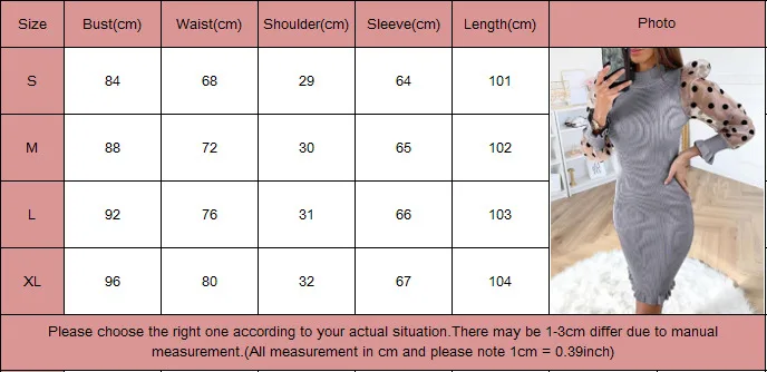 Женское трикотажное платье в горошек размера плюс с длинным пышным рукавом стиле