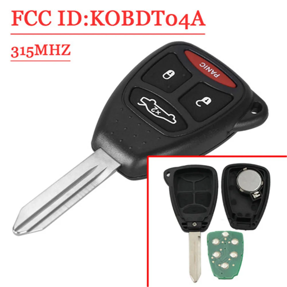 XNRKEY 315 МГц KOBDT04A дистанционный Автомобильный ключ 4 кнопки для Dodge Chrysler Jeep Dakota Durango