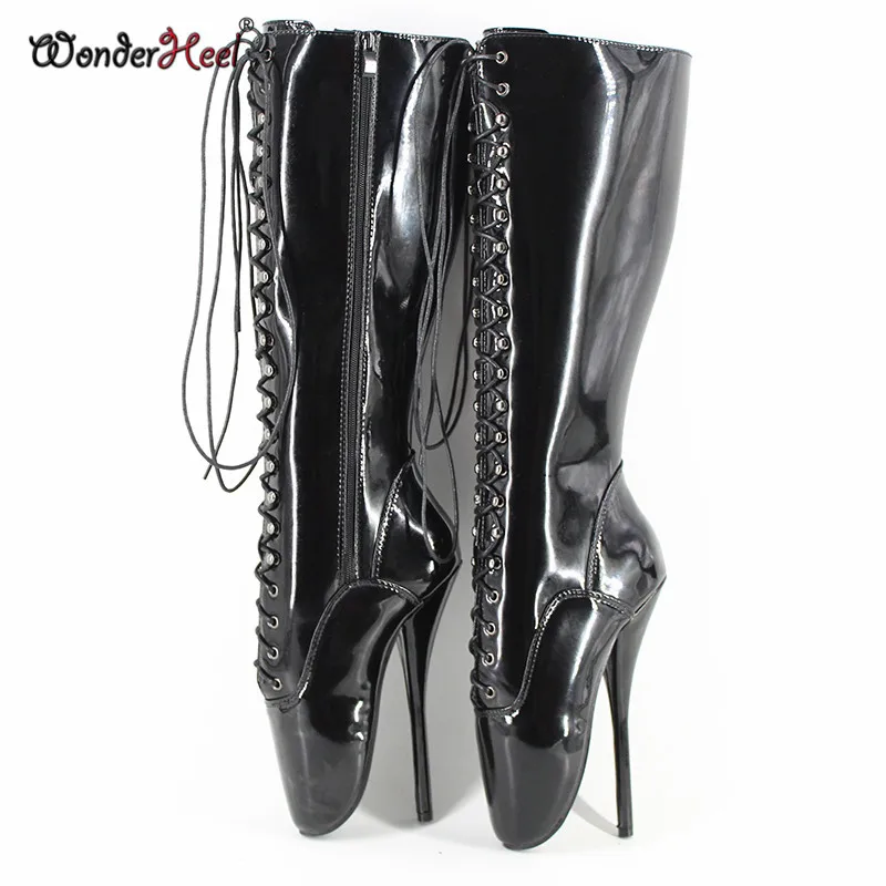 Wonderheel новые балетки на очень высоком каблуке 18 см черные лакированные женские