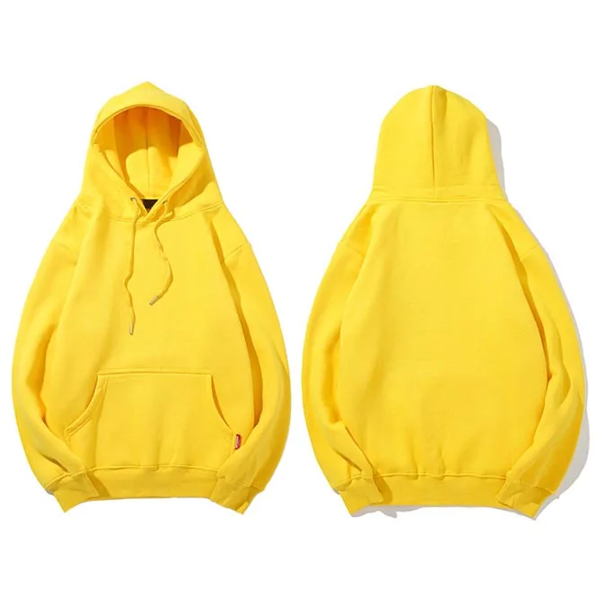 A18895 Yellow Мужская толстовка с капюшоном в винтажном стиле, однотонный зимний флисовый пуловер, худи в стиле Харадзюку, хип-хоп, уличная одежда, осень, городская одежда - Цвет: A18895 Yellow