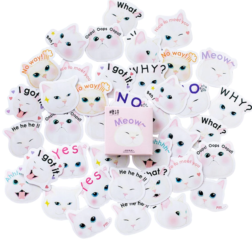 45 шт./упак. новые милые наклейки Животные липкий Бумага Kawaii Cat Еда наклейки украшения Дневник для скрапбукинга, школьные принадлежности