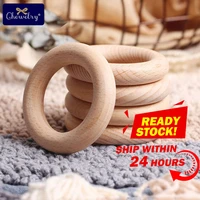 20pcs 405560mm beech wooden ring baby teether teething rings round ring diy pacifier chain bracelet accessories toys gifts