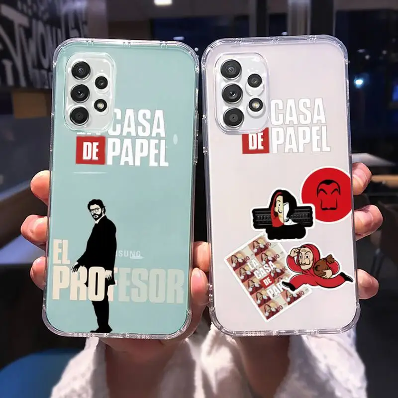 

la casa de papel Phone Case for Samsung A 51 50 52 12 21s 31 40 70 71 note S 20 10 21 ultra plus fe clear Luxury coque shell
