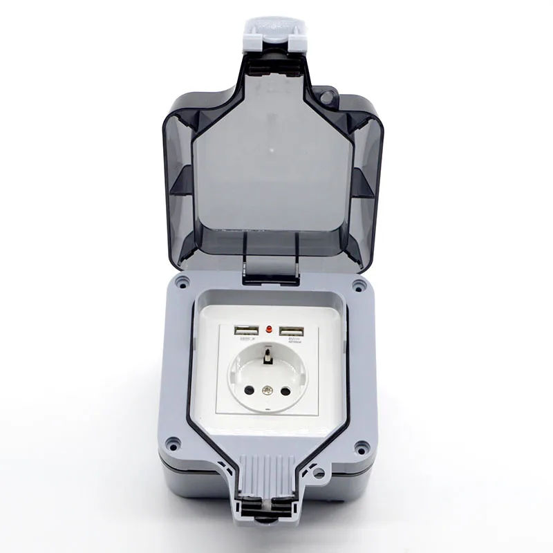 Новая наружная Водонепроницаемая настенная розетка USB, стандарт ЕС, немецкий стиль, 250 В, 16 А, специальный разъем питания