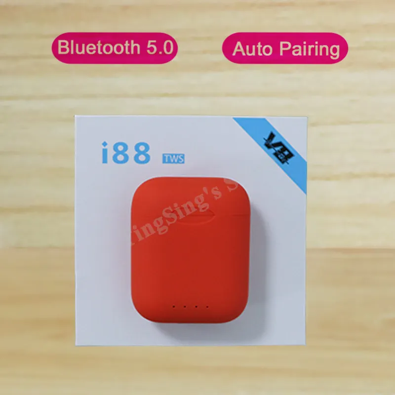 Новинка, высокое качество, I88 TWS, беспроводная стерео гарнитура Bluetooth 5,0, лучше, чем I10, I11, I13, I12, TWS для всех смартфонов - Цвет: Красный