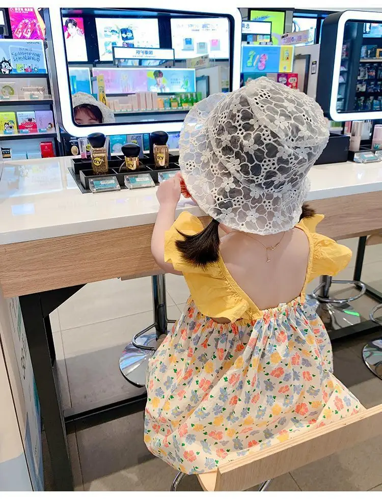 

2021 New Summer Toddler Princess Dress Kids Cotton Causal Dress Ruffles Pure Color Baby Girl Clothing Korean Japan Style