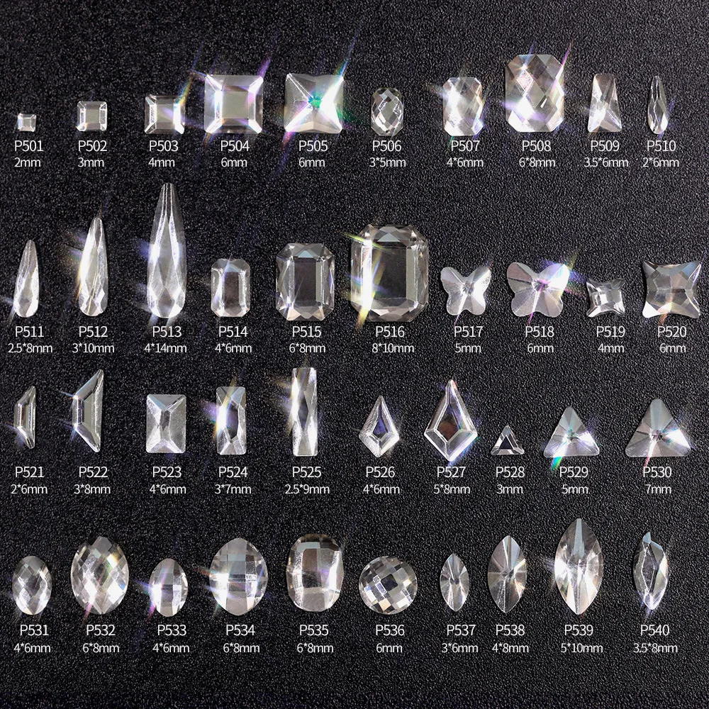 Swarovsky 100pcs/Lot Crystal Nail Diamond Stone Strass Clear Glass Rhinestones For 3D Nails Art Decorations Square