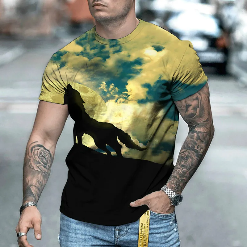 

Summer T-shirt Men's Fashion Streetwear Retro Original Style Horned Skull 3D Loose Plus Polyester Material 2021