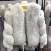 fursarcar fashion new real fox fur coat for women autumnwinter thick warm outerwear o neck collar long sleeve real fur jacket