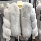 FURSARCAR модная новинка шуба из натурального Лисьего меха для женщин осенне-зимняя плотная теплая верхняя одежда куртка с круглым вырезом и длинным рукавом из натурального меха