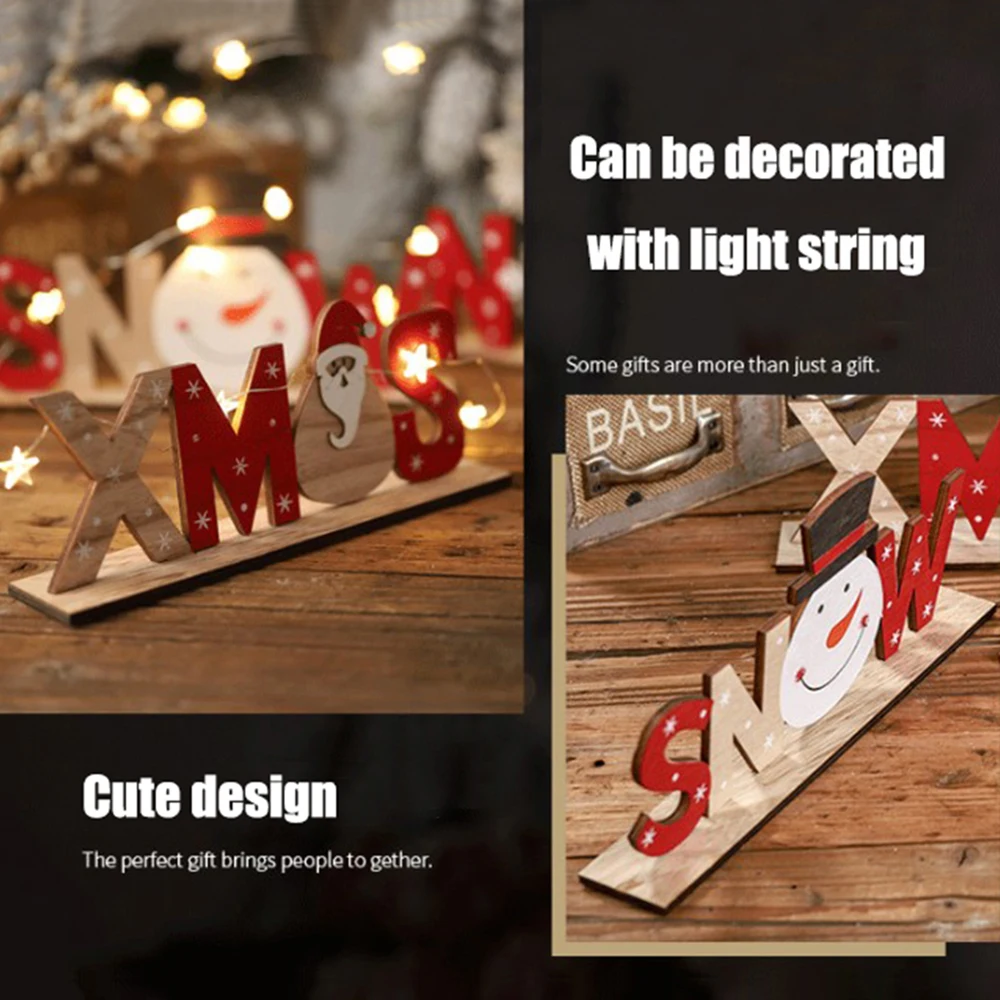Новинка Рождественская буква XMAS SNOW NOEL деревянные украшения DIY настольный