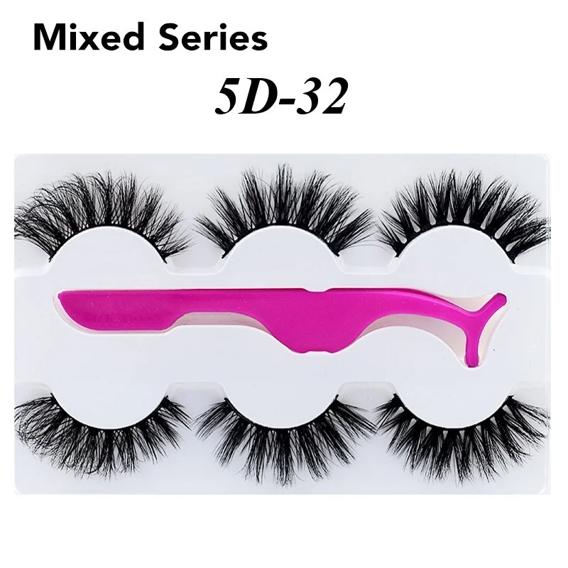 Ресницы норковые многоразовые ручной работы с 1 пинцетом 3 пары|Накладные