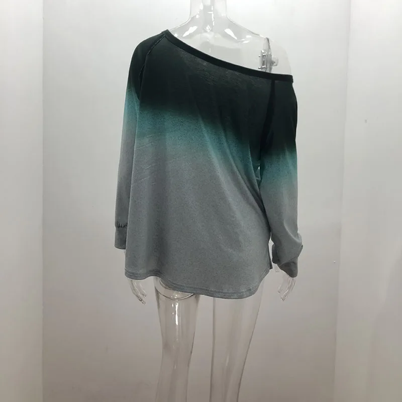 

Spring/Summer Women's Long-Sleeve T-shirts Gradient Color Trend Fashion Women Tops Size S-3XL And 7 Colors Young Lady Streetwear
