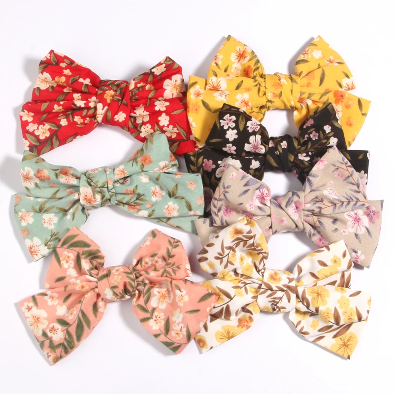 

7Pcs 4.8" 12cm Colors Solid Ribbon Bows Clips Hairpin Girl's hair bows Boutique Hair Clip Headware Kids Hair Accessories