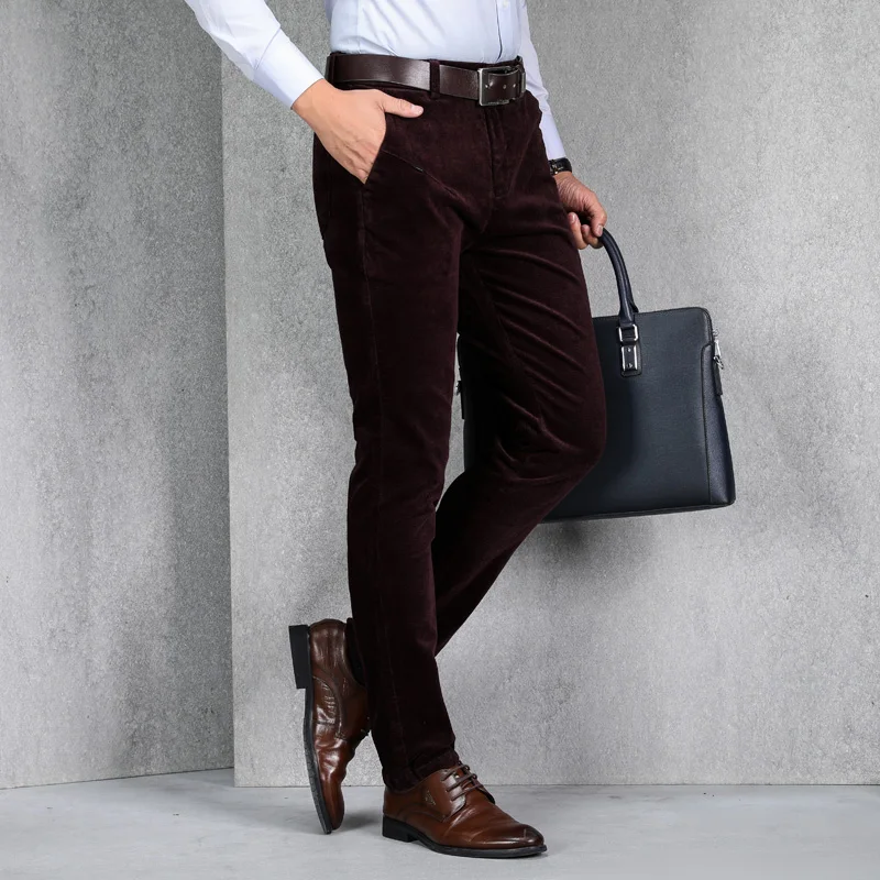 Новинка 2020 вельветовые весенние брюки для мужчин деловые повседневные Прямые