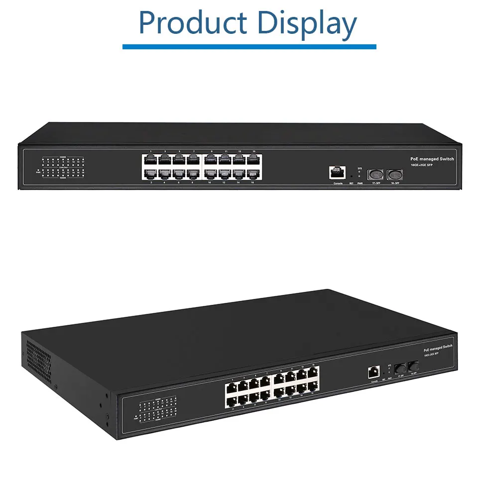 16 портов 24 порта гигабитный коммутатор PoE Ethernet коммутатор управляемый коммутатор PoE 48 В с 2 гигабитными слотами SFP IGMP VLAN управляемый коммутатор PoE