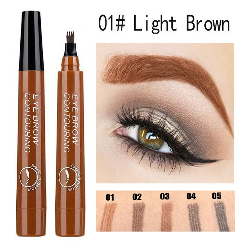 

Tattoo Eyebrow Pen Waterproof 4 Fork Tip Eyebrow Tattoo Pencil Long Lasting Waterproof Professional Eyebrows Enhancer 5 Color