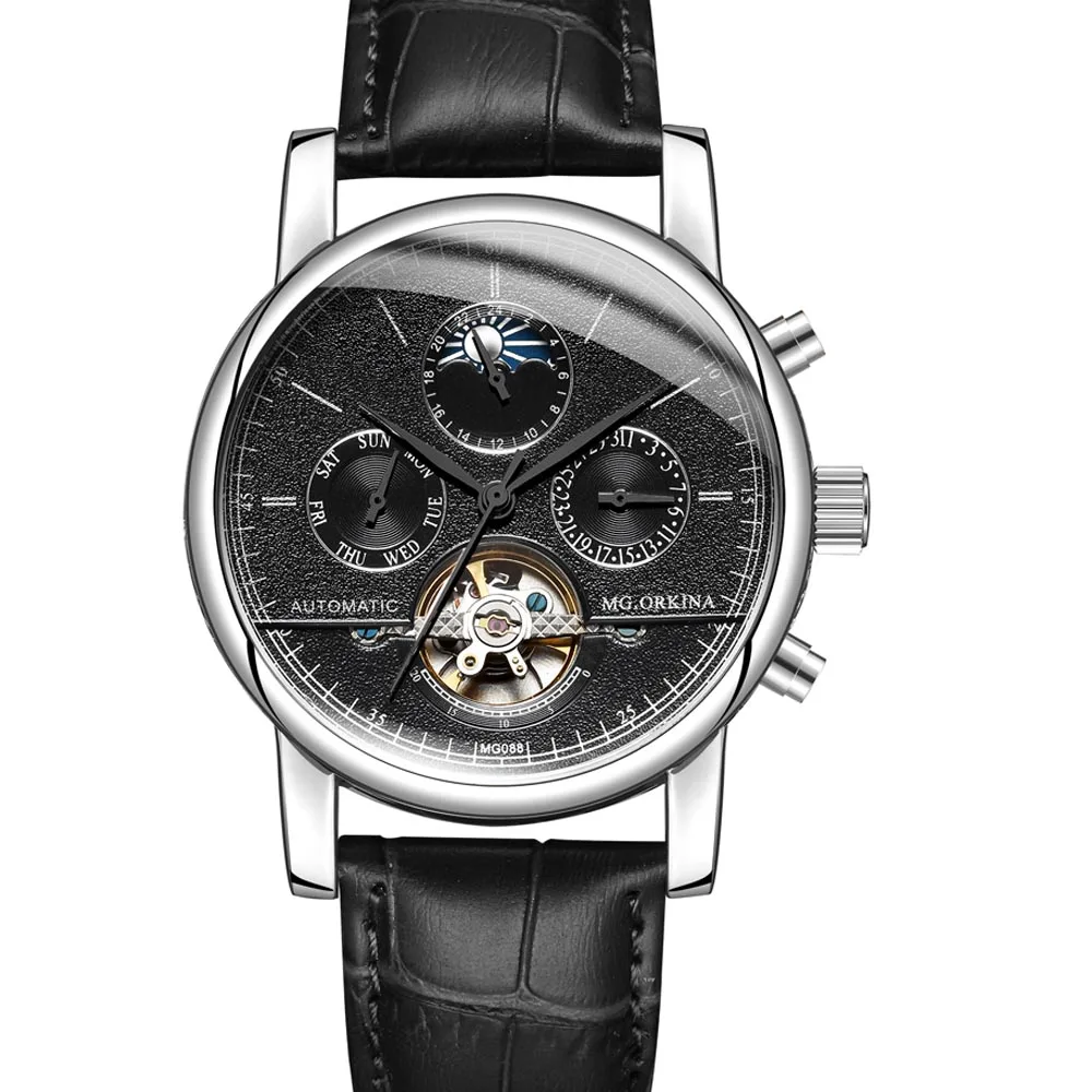 Часы мужские механические с автоподзаводом на кожаном ремешке | Наручные часы