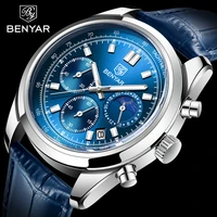 luxury men quartz wristwatches top brand genuine leather chronograph 30m waterproof sport watch men reloj hombre dropshipping