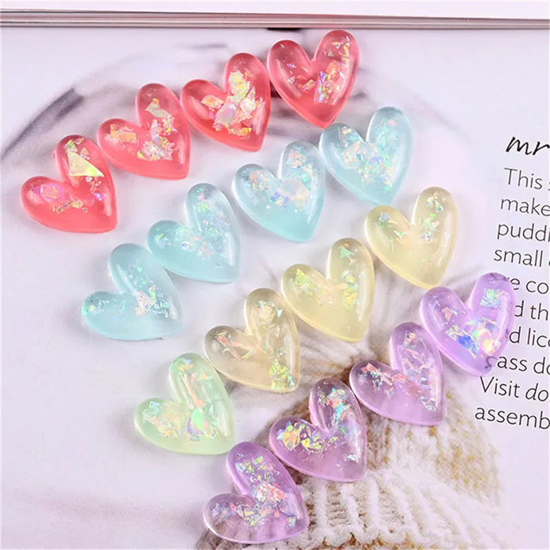 

Julie Wang 20PCS Resin Heart Charms No Nails Sequins Transparent Epoxy Pendants Bracelet Jewelry Making Accessory Home Decor