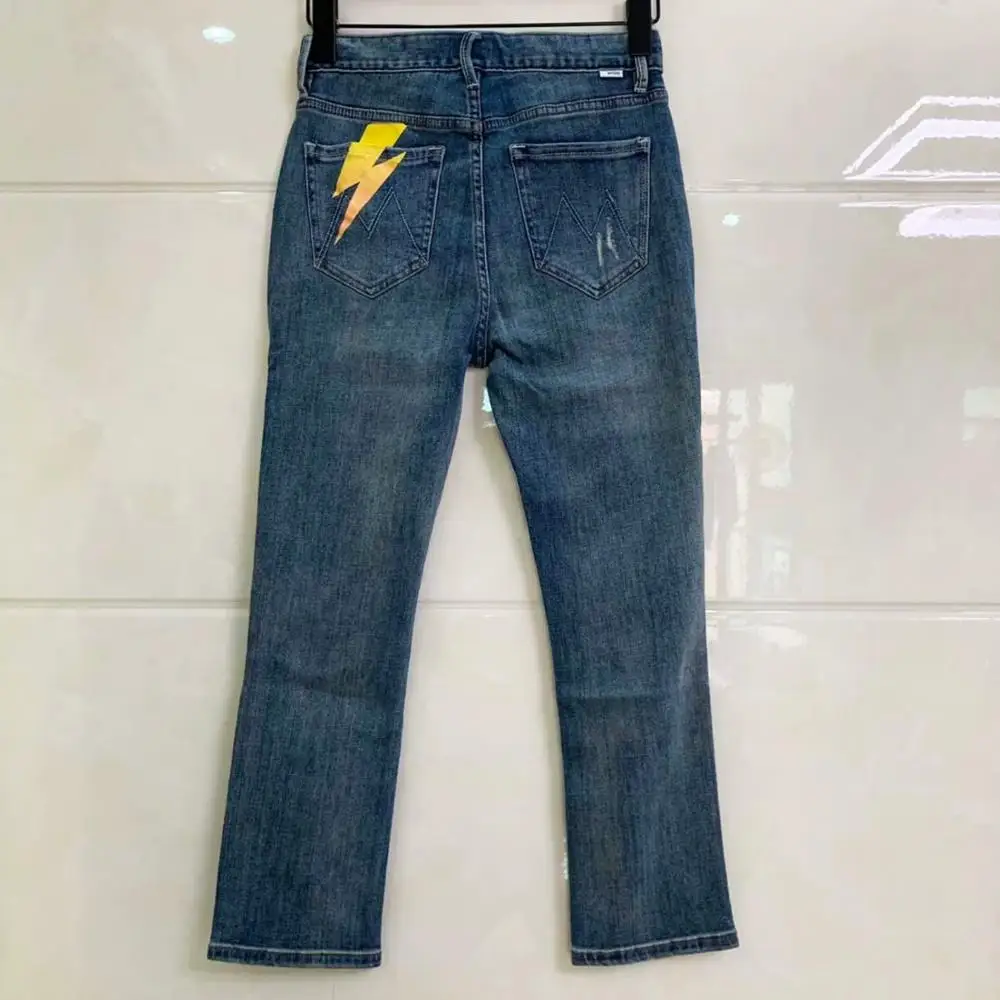 Женские джинсы с дырками и молнией облегающие до щиколотки высокой талией causla wild