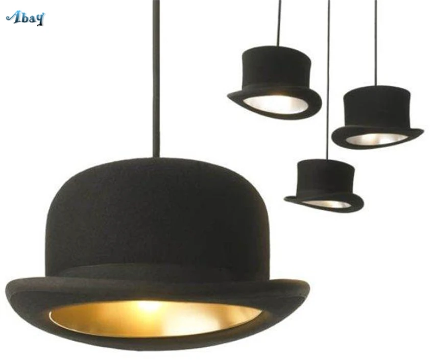 British Gentleman's Hat Fabric Shade Pendant Lights Restaurant Living Room Bar Kids Cafe Shop Lamps Retro Hanging Fixtures | Лампы и