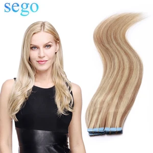 SEGO12 дюймов-24 дюйма, 2,5 ярких волос, 50 г100 г, прямые человеческие волосы, лента для наращивания волос, не Реми, двухсторонняя лента для волос